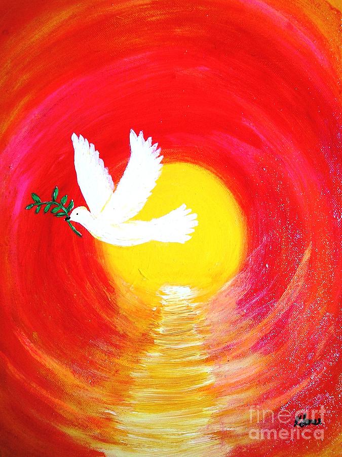 Dove of Peace Painting by Karen Jane Jones