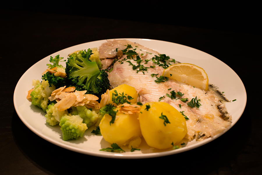 Fish Photograph - Dover sole fish dinner by Frank Gaertner
