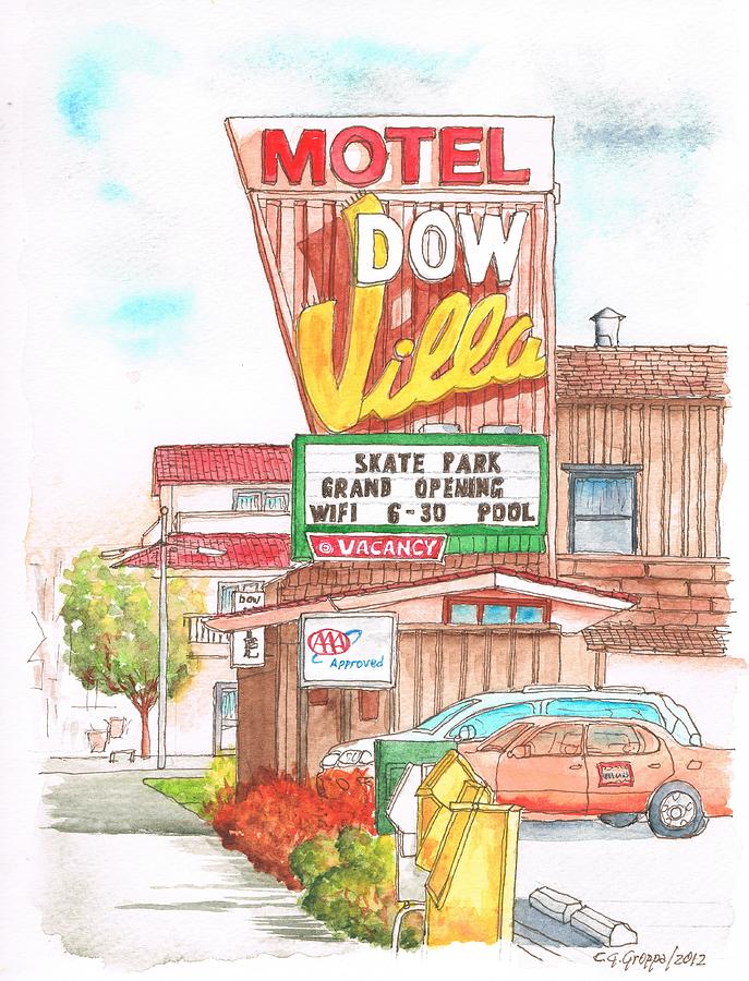 Dow Villa Motel in Lone Pine - California Painting by Carlos G Groppa