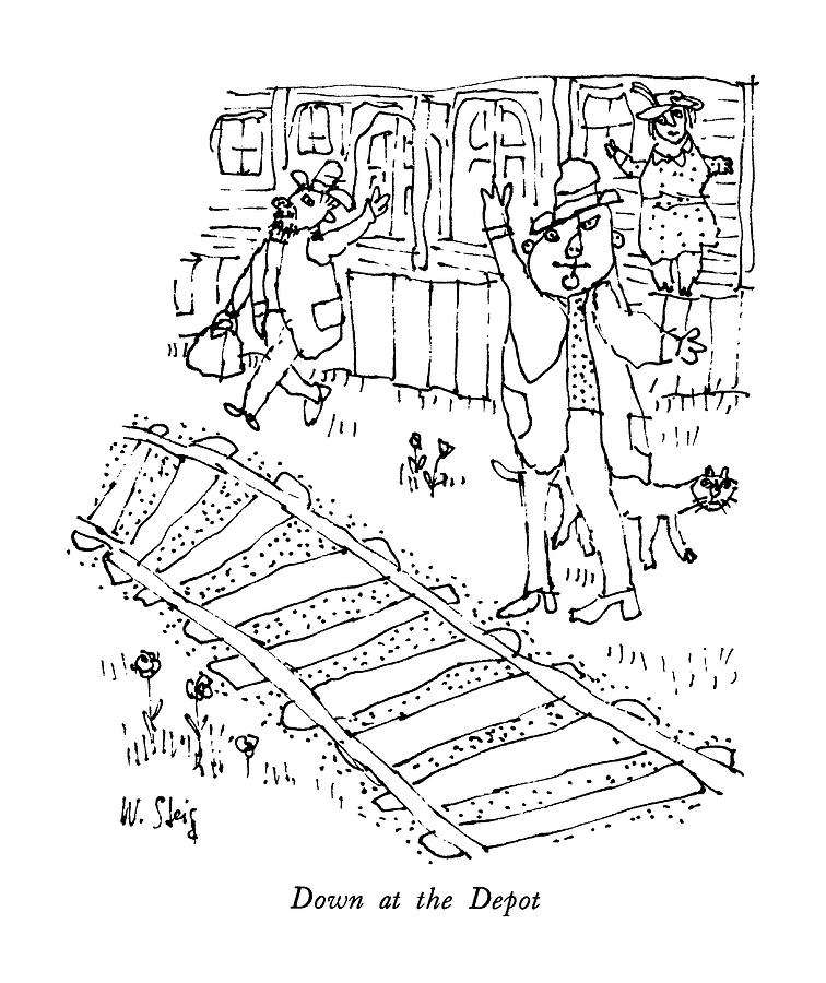 Down At The Depot Drawing by William Steig