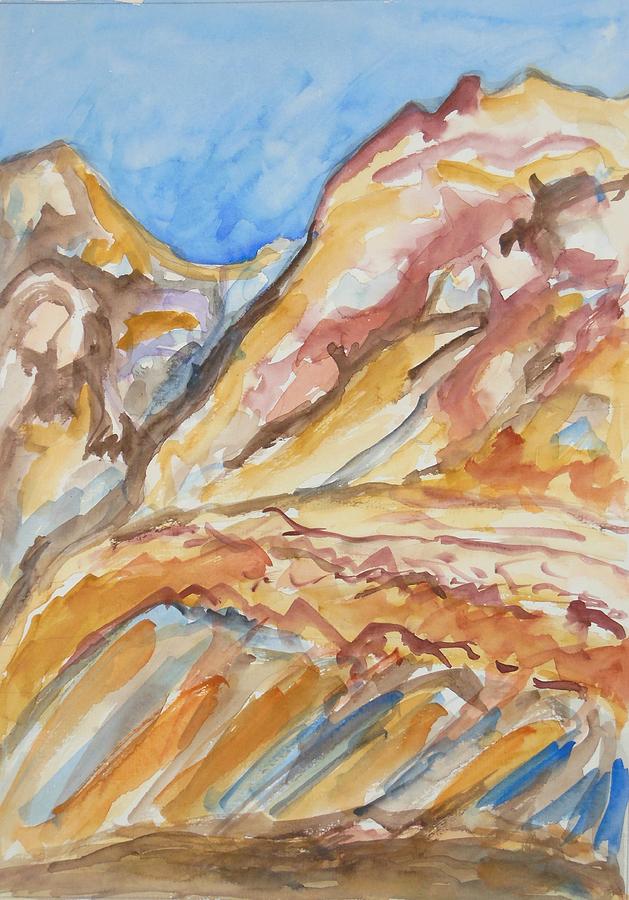 Down Dead Sea Mountains Painting by Esther Newman-Cohen