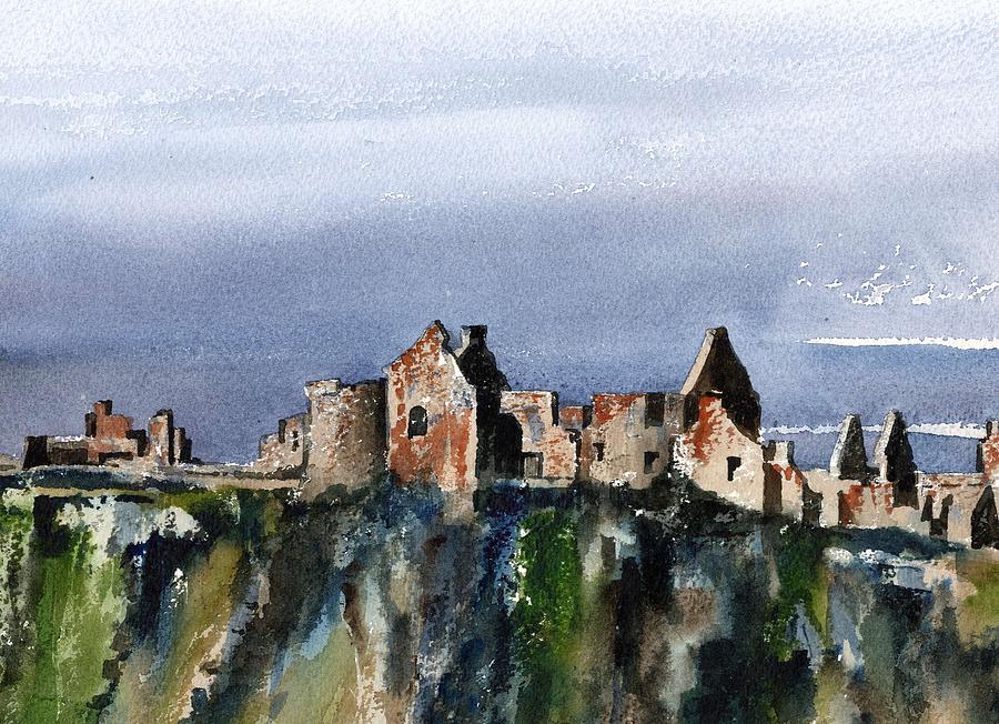 DOWN  Dunluce Ruins Mixed Media by Val Byrne