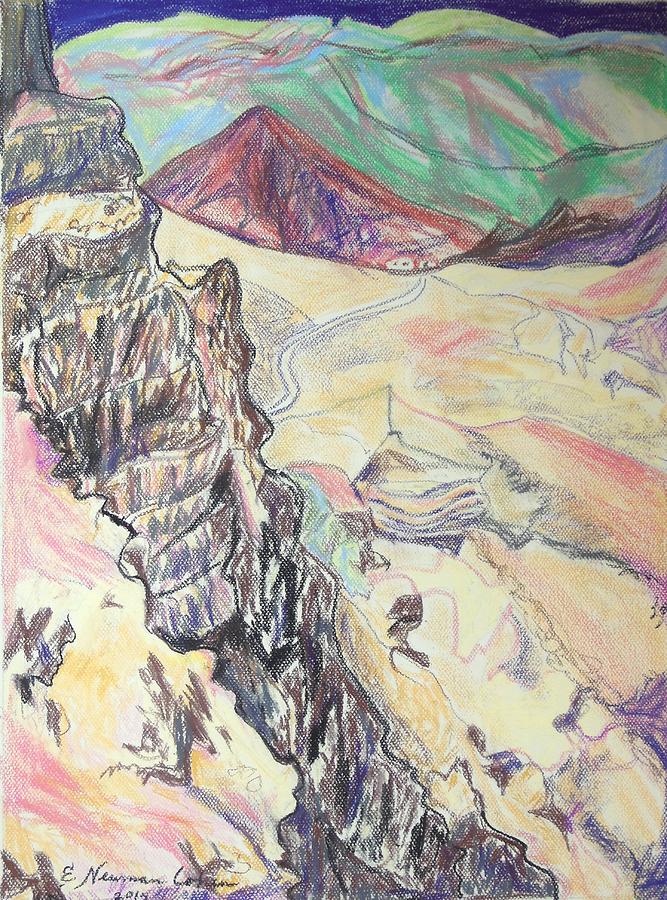 Mountain Drawing - Down Masada by Esther Newman-Cohen