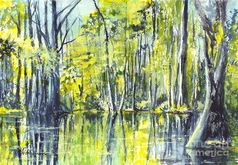 Tree Painting - Down On The Bayou by Carol Wisniewski