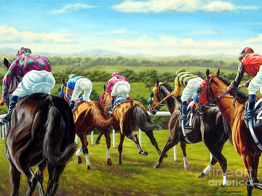 Down the Backside at Ascot Painting by Tom Chapman