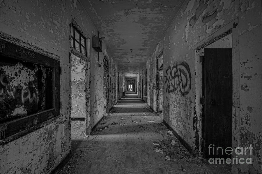 Black And White Photograph - Down The Hall BW by Michael Ver Sprill