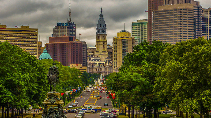 Philadelphia Digital Art - Down the Parkway by Capt Gerry Hare