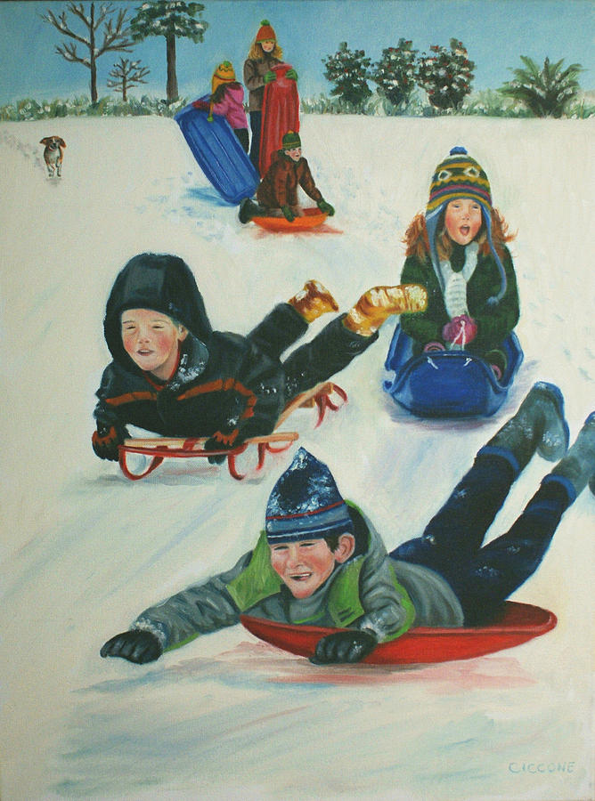 Down the Slippery Slope Painting by Jill Ciccone Pike