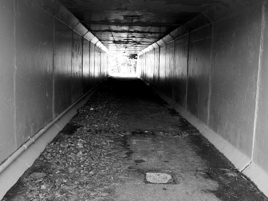 Down the Tunnel in Black and White Photograph by Corinne Elizabeth Cowherd