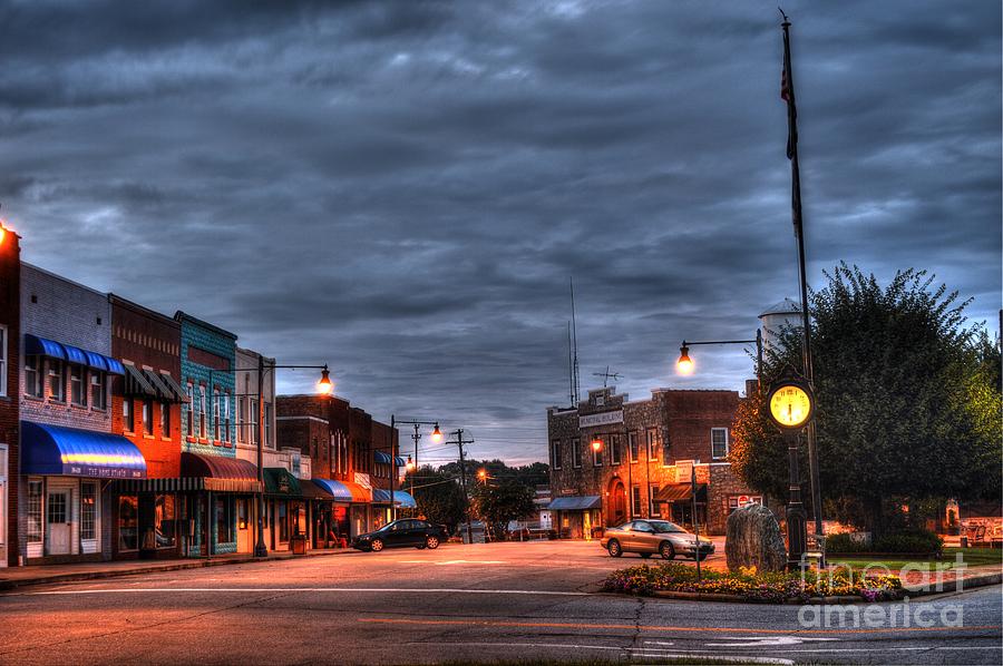 Down Town Granite Falls at six thirty in the morning Photograph by Robert Loe
