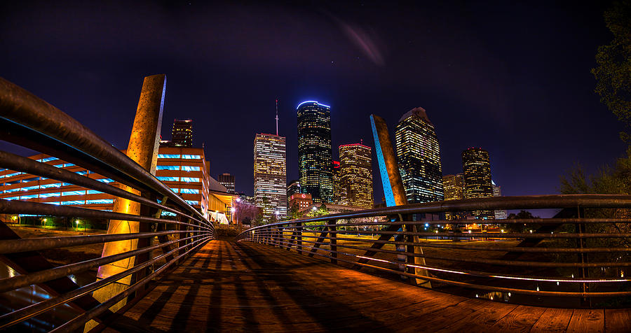 Down Town Houston from the Buffalo Bayou Bridge Photograph by Micah Goff