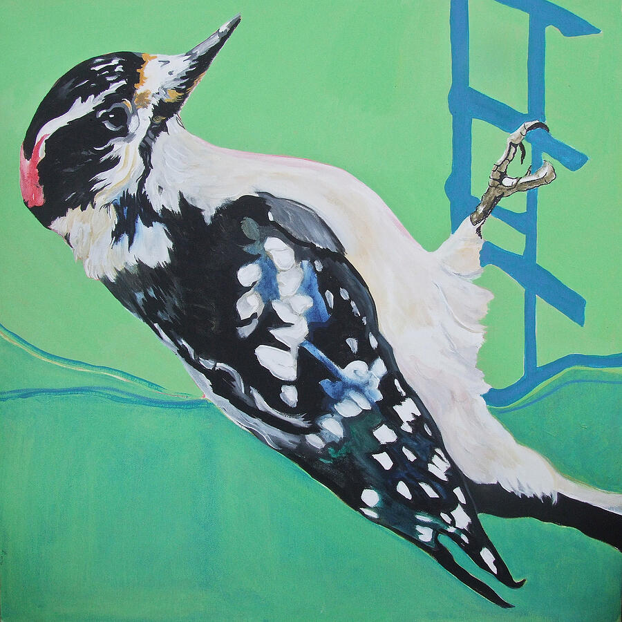 Downey Woodpecker Painting by Jamie Downs