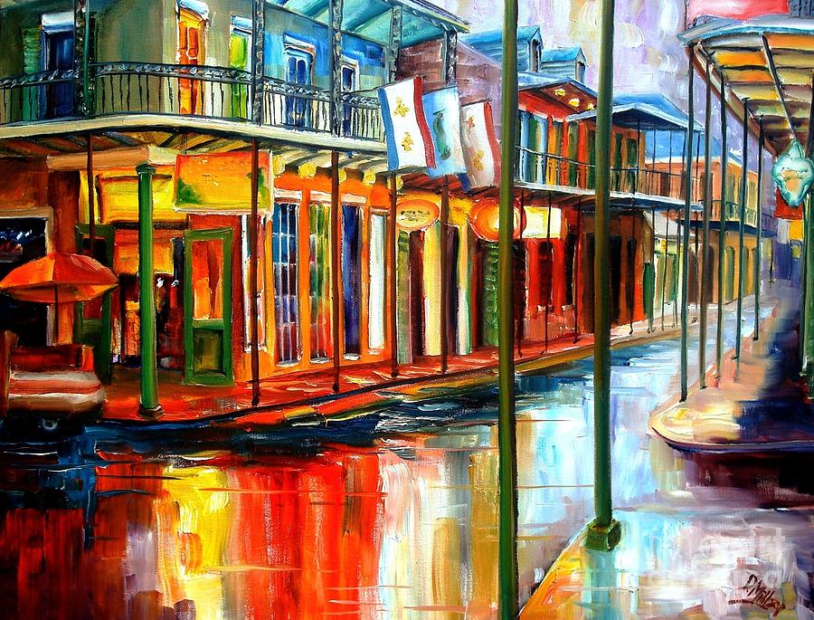 New Orleans Painting - Downpour on Bourbon Street by Diane Millsap