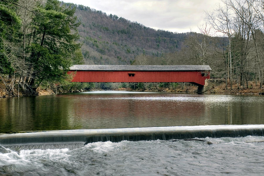 Downstream From The Historic Hillsgrove Covered Bridge Photograph by Gene Walls