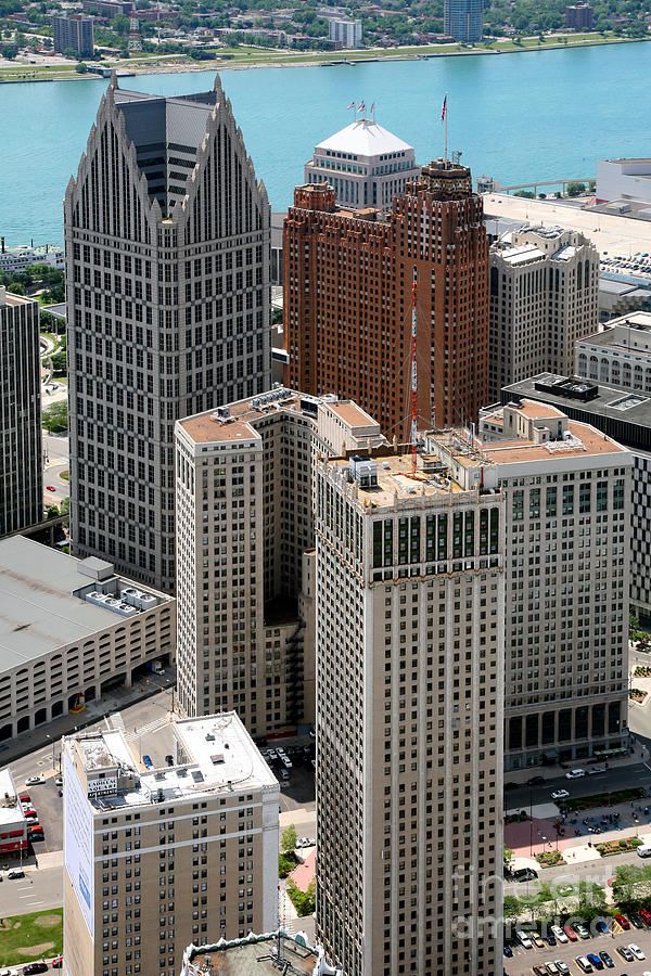 Detroit Photograph - Downtown Aerial of Detroit Michigan by Bill Cobb