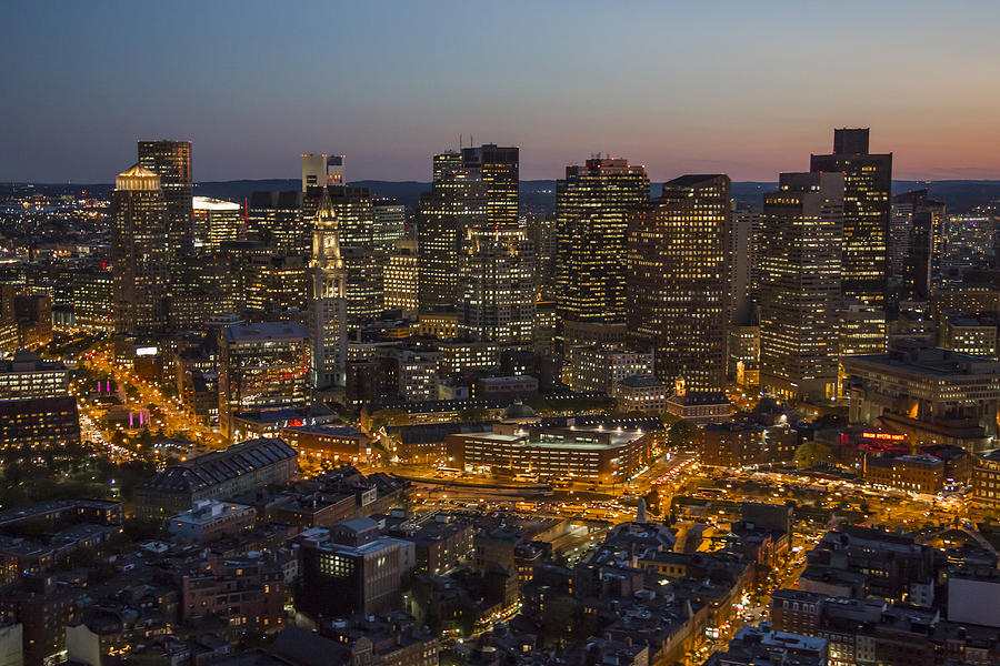 Downtown Boston at Night Photograph by Dave Cleaveland - Pixels