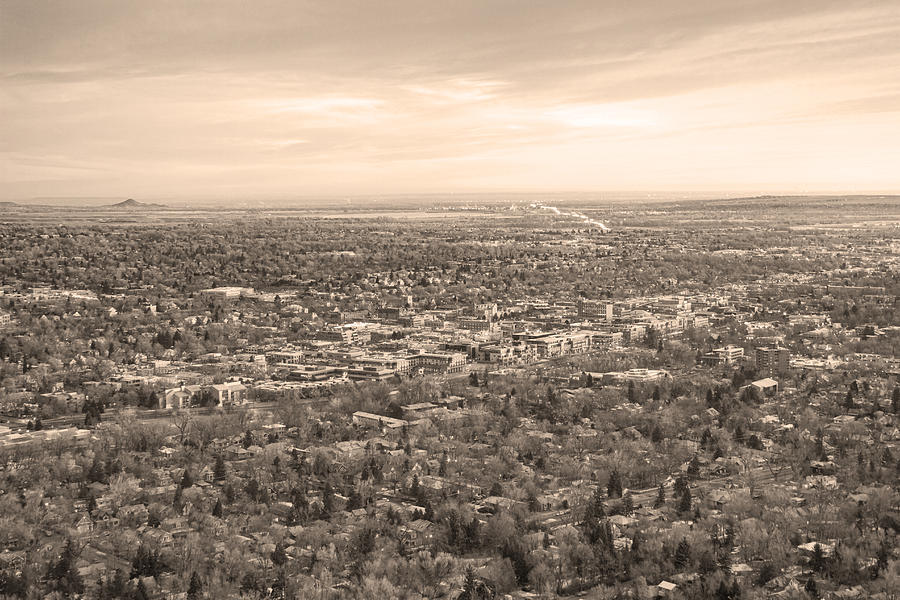 Downtown Boulder Colorado Morning Sepia View Photograph