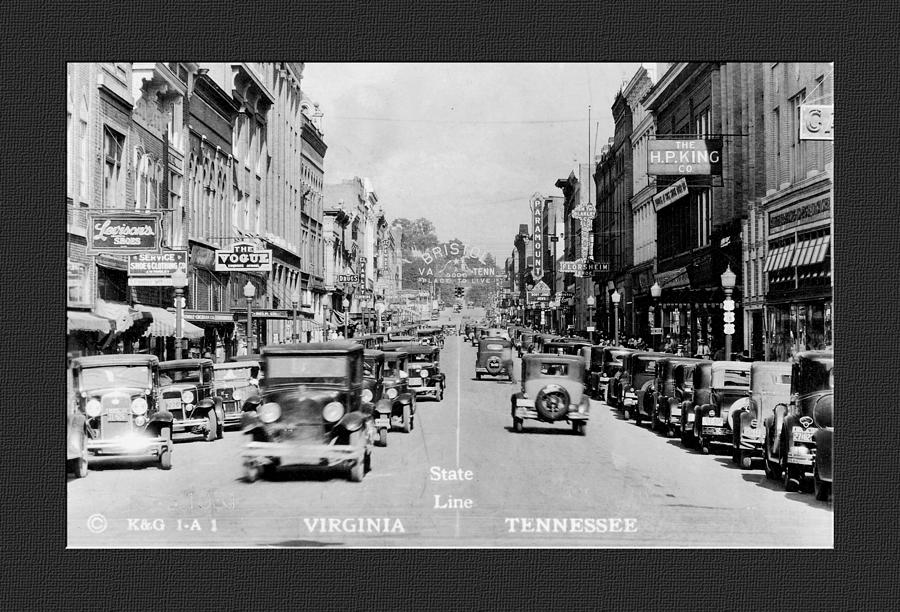 Bristol Virginia Tennessee Photograph - Downtown Bristol Va TN 1931 by Denise Beverly