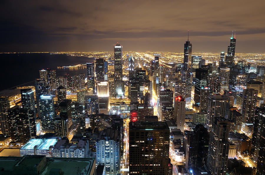 Downtown Chicago at Night Photograph by Georgia Clare