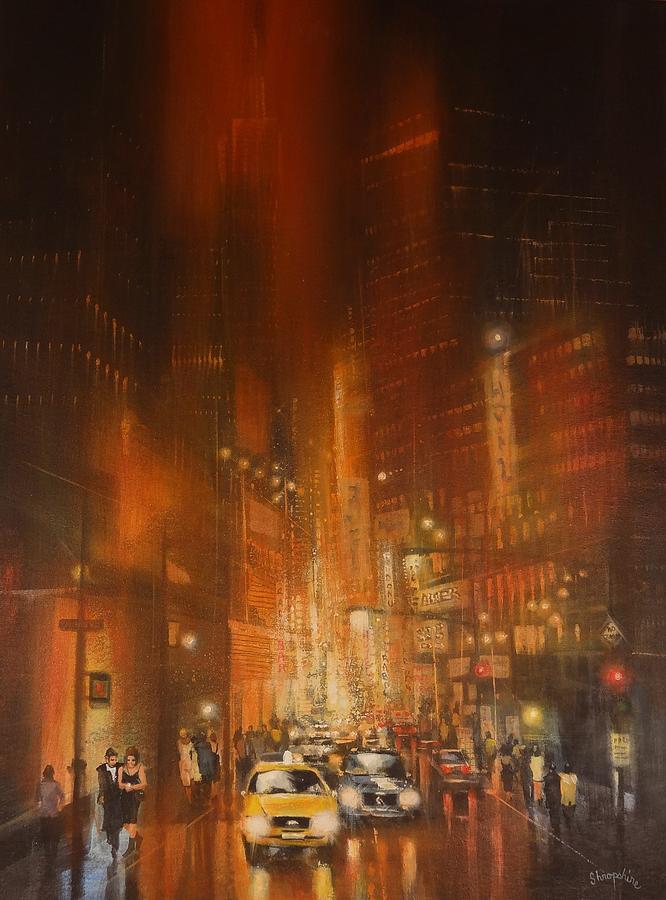 Downtown Chicago Painting by Tom Shropshire