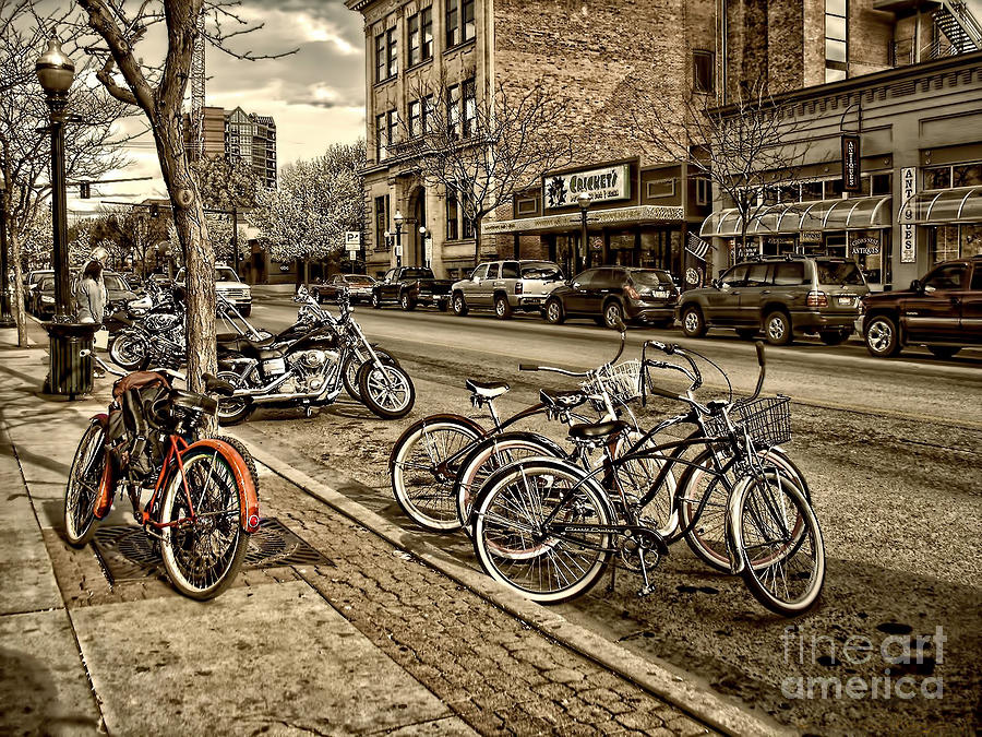 Bicycle Photograph - Downtown Coeur dAlene Idaho by Scarlett Images Photography