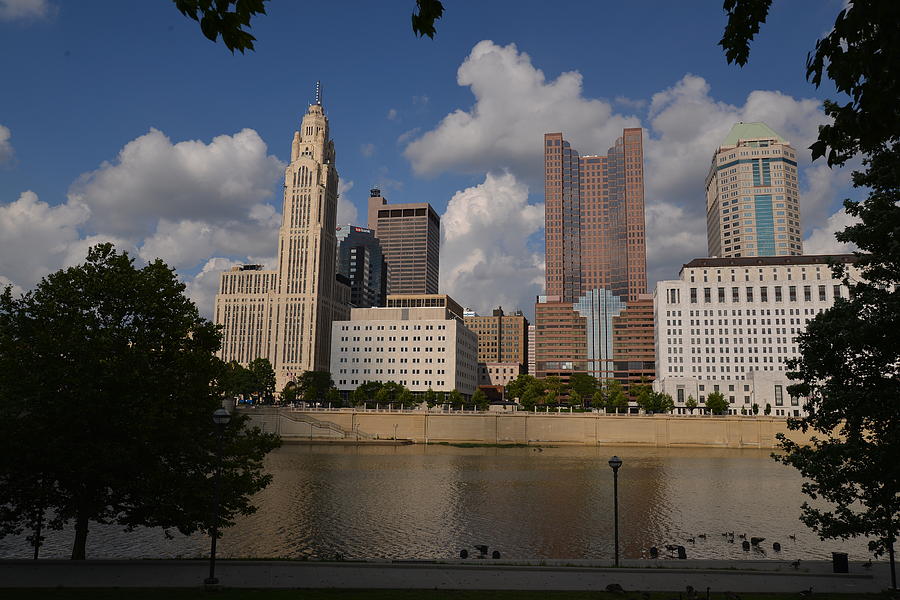 Downtown Columbus from the Riverbank Photograph by Ken Claussen - Fine ...