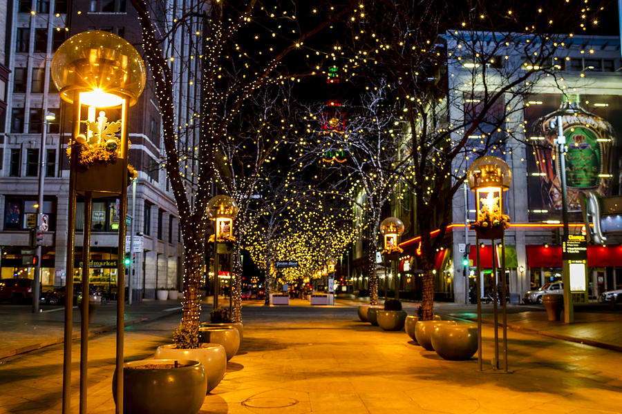 Christmas Photograph - Downtown Denver at Christmas by Teri Virbickis