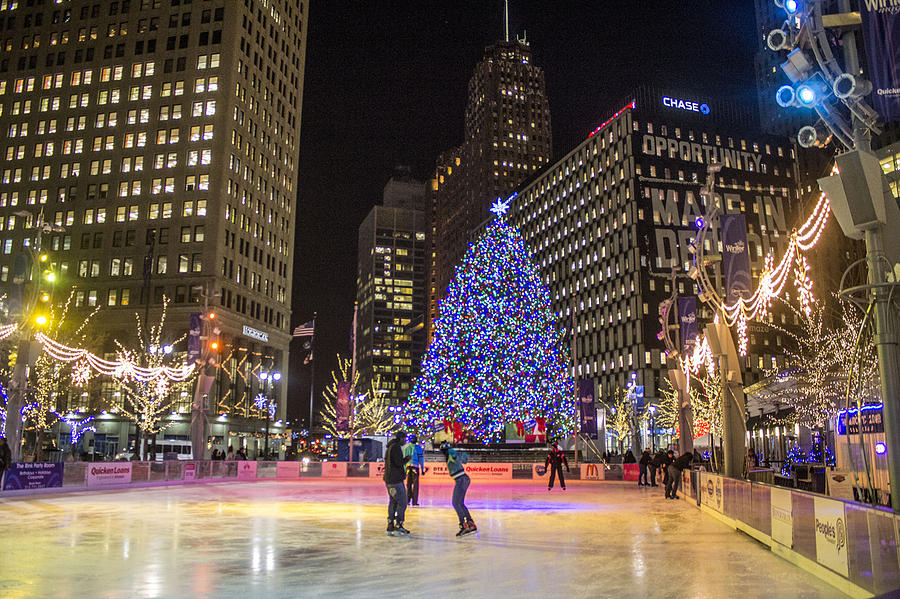 Downtown Detroit Ice Rink  Photograph by John McGraw