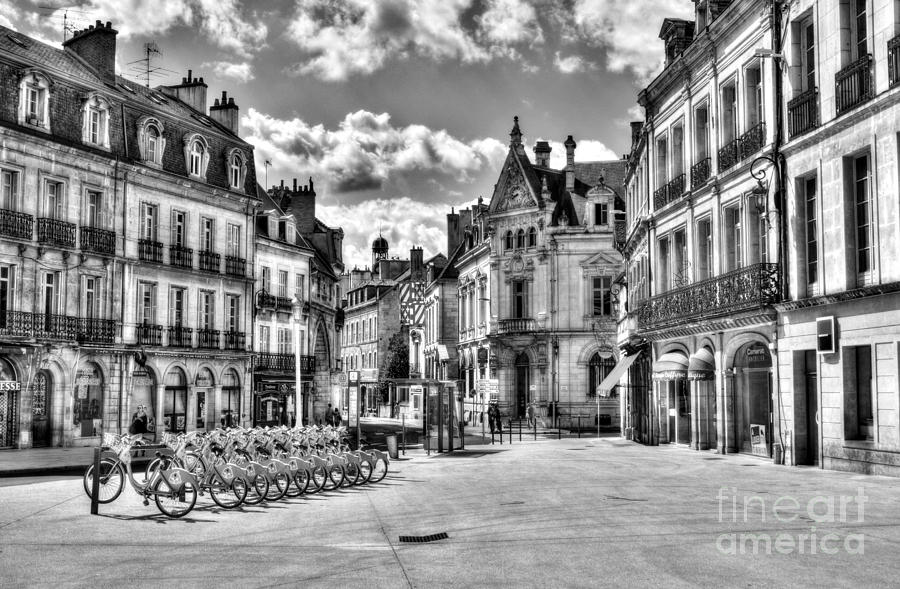 Downtown Dijon BW Photograph by Mel Steinhauer