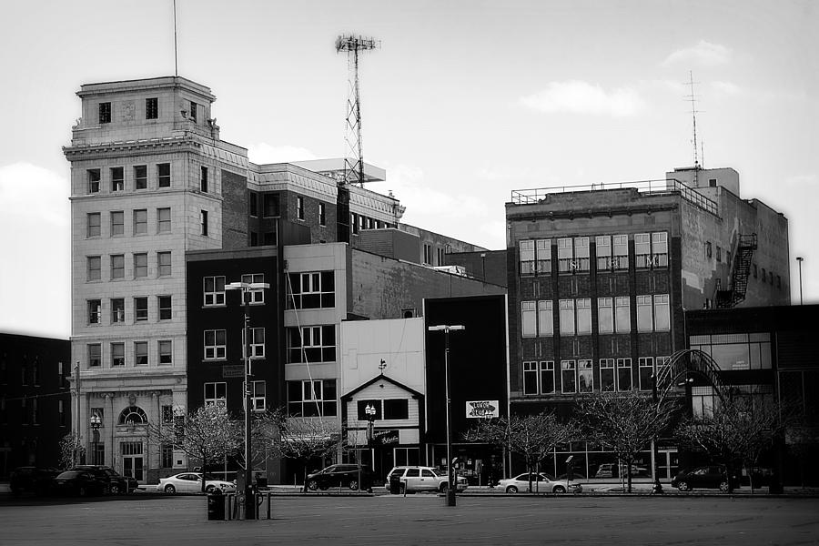 Downtown Flint Michigan Black and White Photograph by Scott Hovind