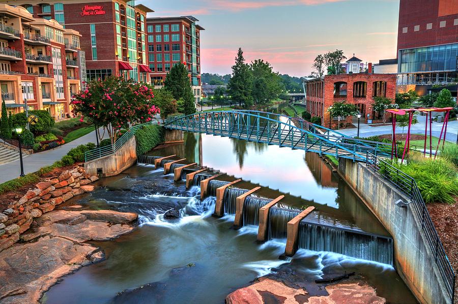 Downtown Greenville on the River Photograph by Carol Montoya