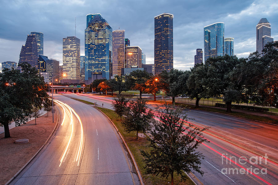 Downtown Houston From the Allen Parkway Foot Bridge - Houston Texas Photograph by Silvio Ligutti