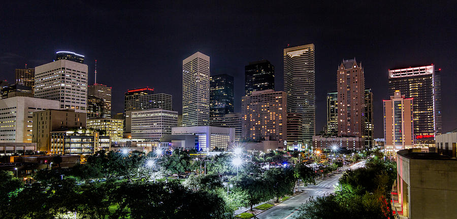 Downtown Houston from the Toyota Center Photograph by Tim Stanley