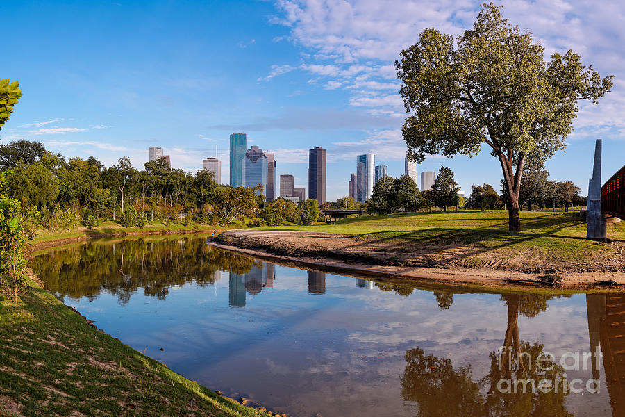Downtown Houston Panorama from Buffalo Bayou Park Photograph by Silvio Ligutti