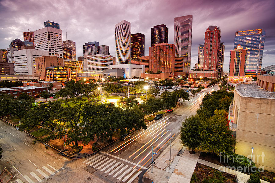 Houston Photograph - Downtown Houston Skyline during Twilight by Silvio Ligutti