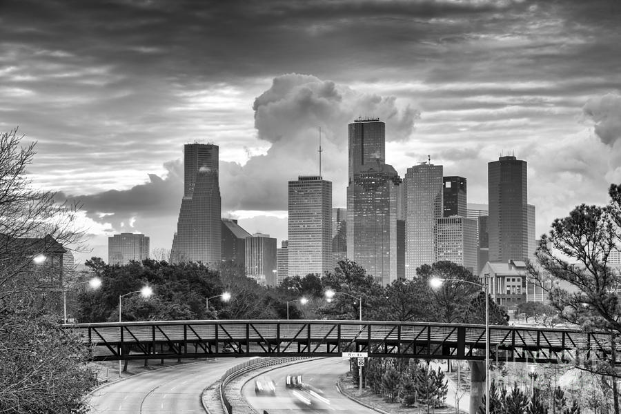 Downtown Houston Skyline in Black and White - Texas Photograph by Silvio Ligutti
