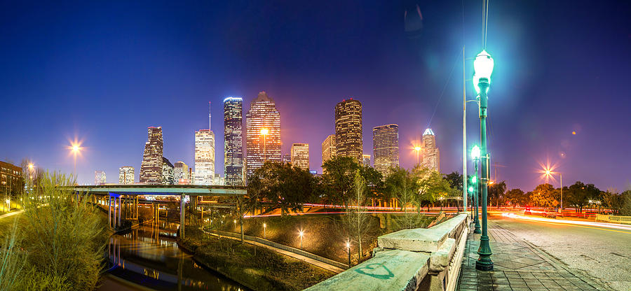 Houston Photograph - Downtown Houston Texas from the Sabine bridge by Micah Goff