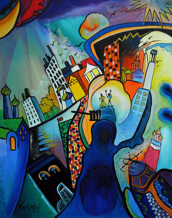 Abstract Painting - Downtown by Ken Caffey Abstract Painting - Downtown by Ken Caffey