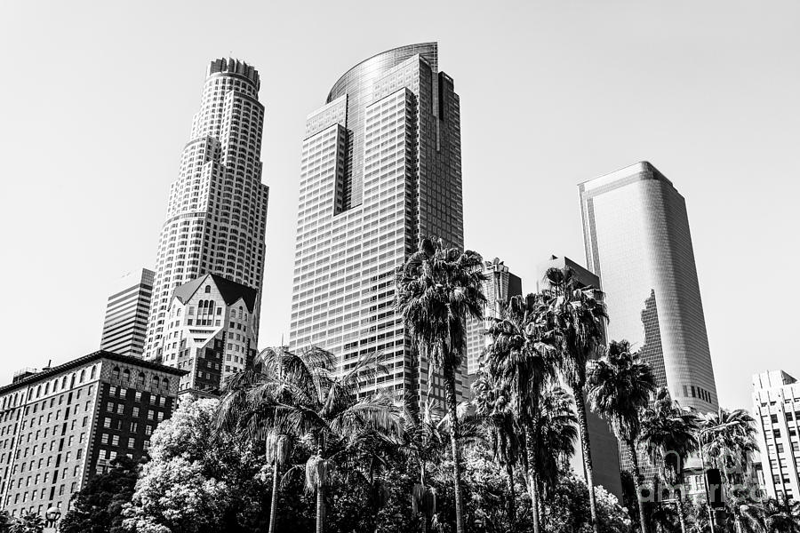 Downtown Los Angeles Buildings in Black and White Photograph by Paul Velgos