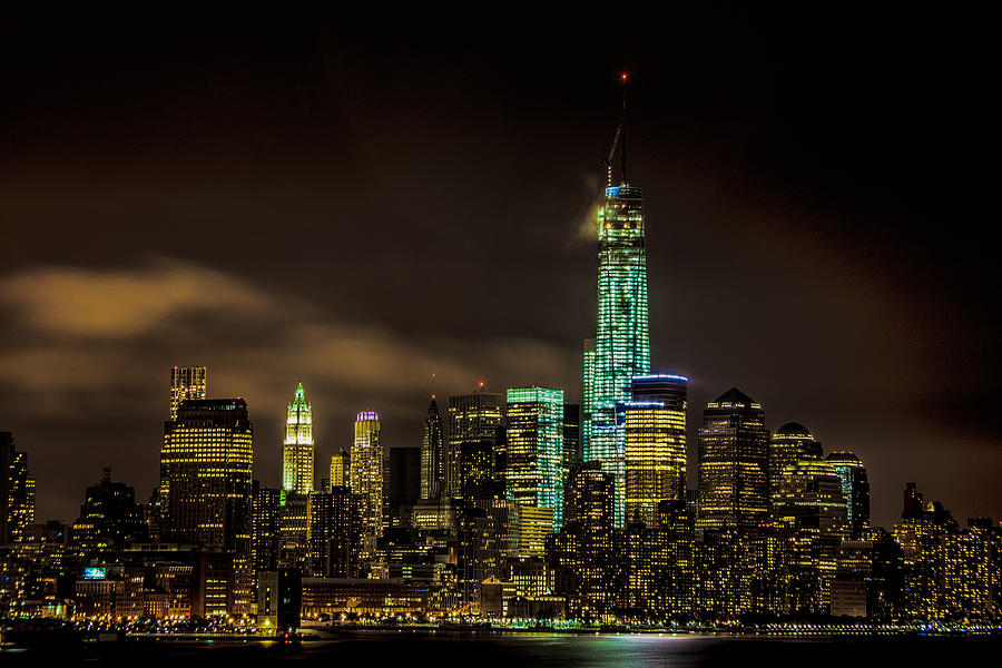 New York City Skyline Photograph - Downtown Manhattan At Night by Chris Lord