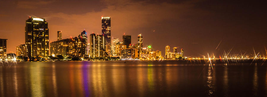 Downtown Miami Reflection Panoramic Photograph by George Kenhan