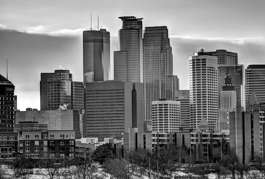 Downtown Minneapolis in Black and White Photograph by Amanda Stadther