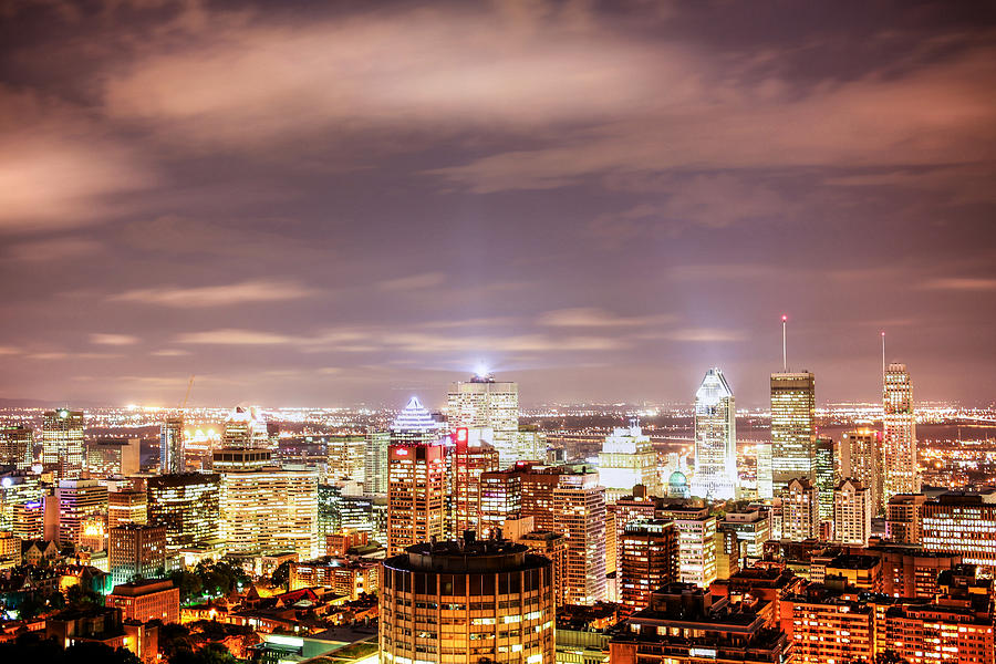 Downtown Montreal at night Photograph by Eti Reid
