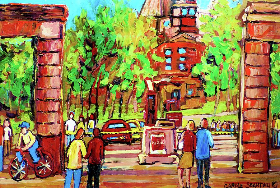 Downtown Montreal Mcgill University Streetscenes Painting by Carole Spandau