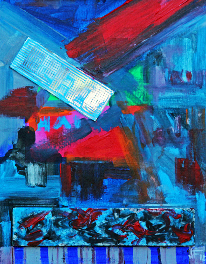 Downtown Night Lights Painting by Walter Fahmy