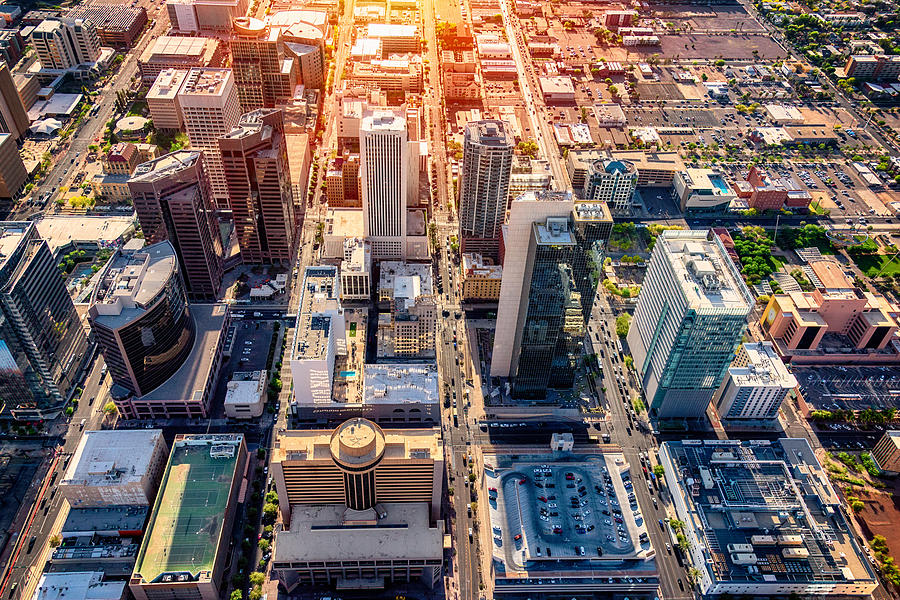 Downtown Phoenix Aerial View Photograph by Art Wager