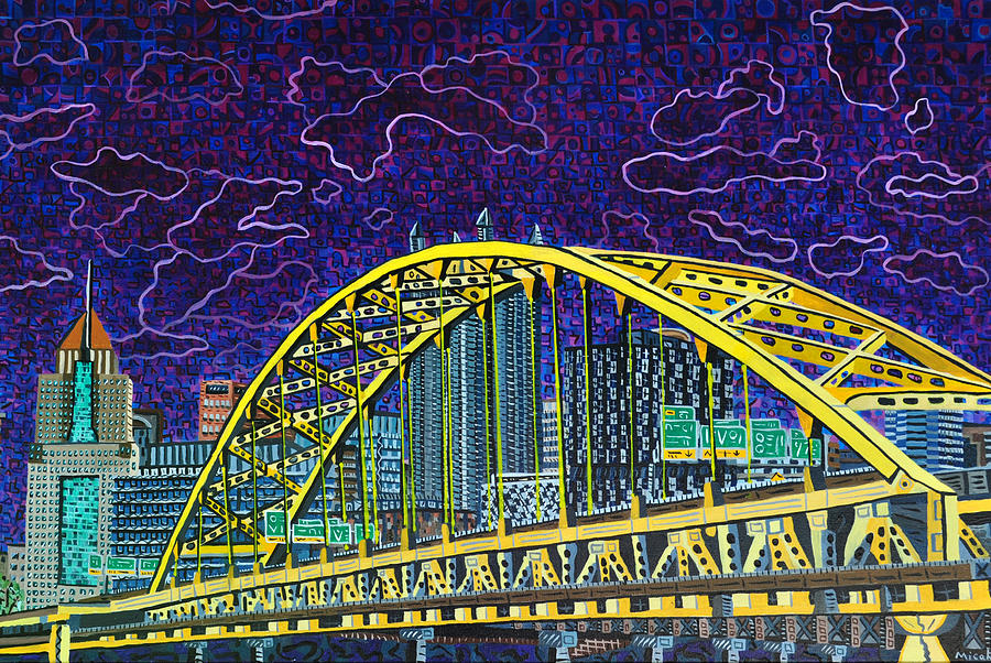 Pittsburgh Painting - Downtown Pittsburgh - Fort Pitt Bridge by Micah Mullen