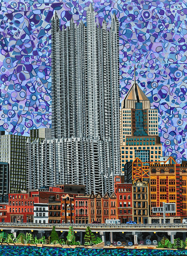 Pittsburgh Painting - Downtown Pittsburgh - View from Smithfield Street Bridge by Micah Mullen