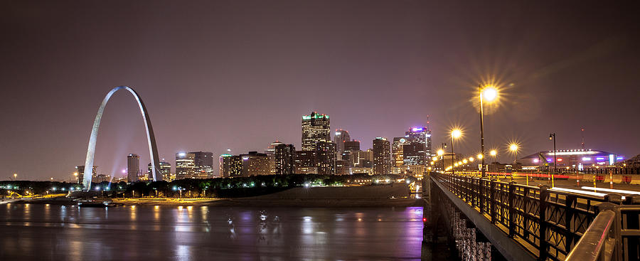 Downtown Saint Louis from the Eads Bridge at Night Photograph by David Coblitz