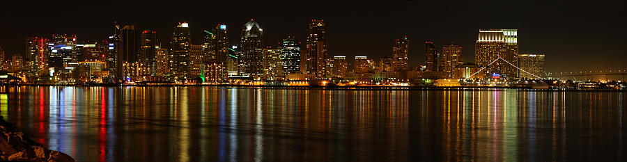 Downtown San Diego at night from Harbor Drive Photograph by Nathan Rupert